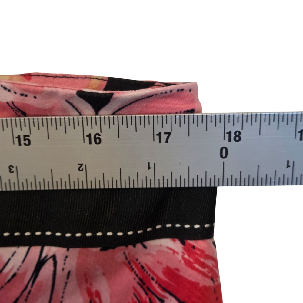 Lily Floral Print Skirt XL Womens Pink Green Black Cotton Lycra Knee Length - Picture 6 of 8